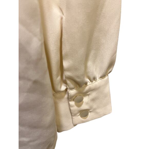 Vintage Pendelton Cream Mock Neck Button Blouse Size 10 - Picture 9 of 11